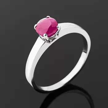 Кольцо рубин (серебро 925 пр. родир. бел.) огранка размер 18