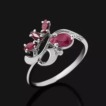 Кольцо рубин (серебро 925 пр. родир. бел.) огранка размер 17,5