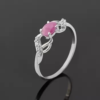 Кольцо рубин (серебро 925 пр. родир. бел.) огранка размер 17,5