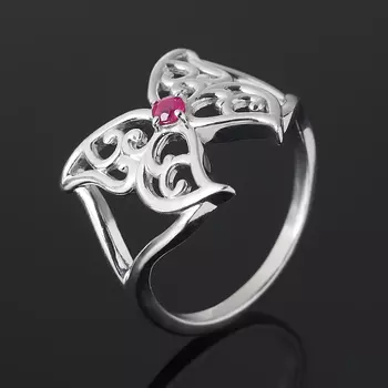 Кольцо рубин (серебро 925 пр. родир. бел.) огранка размер 17,5