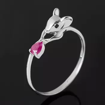 Кольцо рубин (серебро 925 пр. родир. бел.) огранка размер 18,5