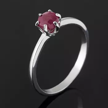 Кольцо рубин (серебро 925 пр. родир. бел.) огранка размер 18,5