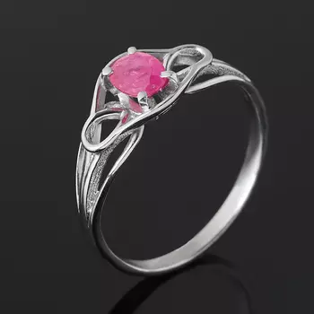 Кольцо рубин (серебро 925 пр. родир. бел.) огранка размер 18