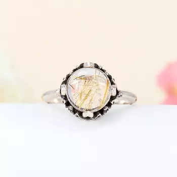 Кольцо рутиловый кварц (серебро 925 пр.) размер 18,5