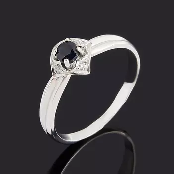 Кольцо сапфир черный (серебро 925 пр.) огранка размер 16,5