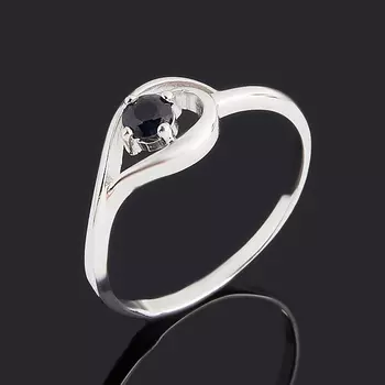 Кольцо сапфир черный (серебро 925 пр.) огранка размер 17