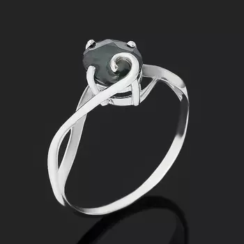 Кольцо сапфир черный (серебро 925 пр.) огранка размер 18,5