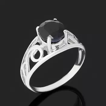 Кольцо сапфир черный (серебро 925 пр.) огранка размер 17,5