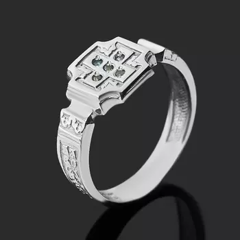 Кольцо сапфир черный (серебро 925 пр. родир. бел.) огранка размер 18,5