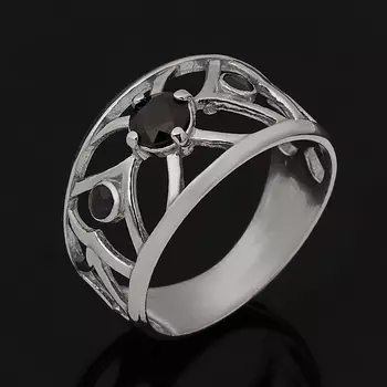 Кольцо сапфир черный (серебро 925 пр. родир. бел.) огранка размер 18,5