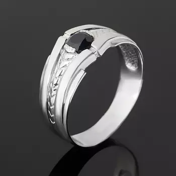 Кольцо сапфир черный (серебро 925 пр. родир. бел.) огранка размер 19,5