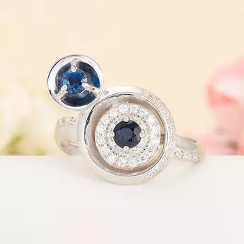 Кольцо сапфир огранка (серебро 925 пр.) размер 18