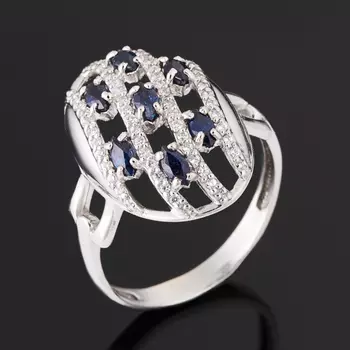 Кольцо сапфир огранка (серебро 925 пр.) размер 17,5