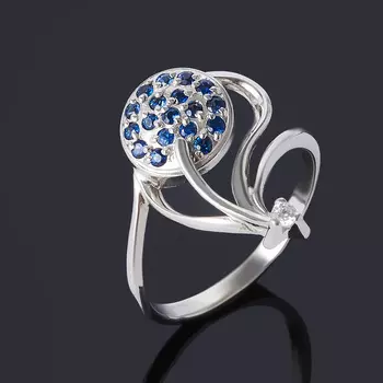 Кольцо сапфир огранка (серебро 925 пр.) размер 18,5