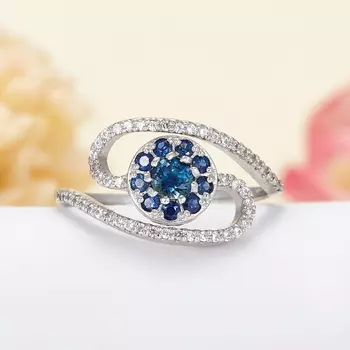 Кольцо сапфир огранка (серебро 925 пр.) размер 17