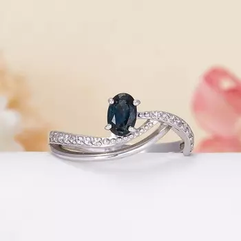 Кольцо сапфир огранка (серебро 925 пр.) размер 17,5