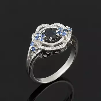 Кольцо сапфир огранка (серебро 925 пр.) размер 18,5