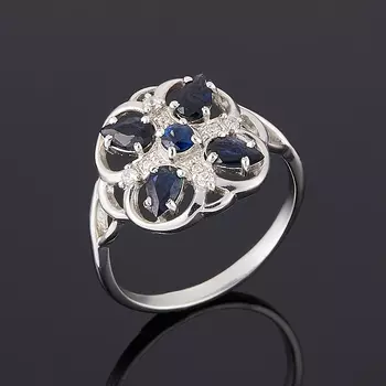 Кольцо сапфир огранка (серебро 925 пр.) размер 18,5