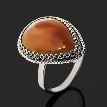 Кольцо сердолик (нейзильбер) размер 16