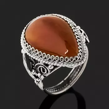 Кольцо сердолик (нейзильбер) размер 18