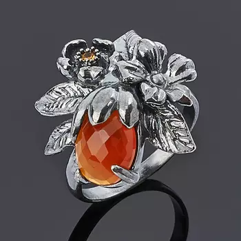 Кольцо сердолик огранка (серебро 925 пр.) размер 18