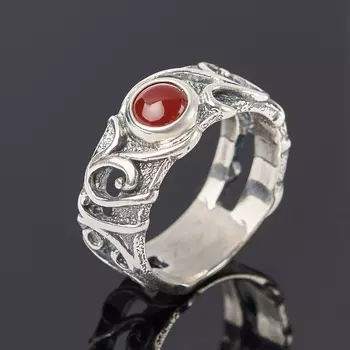 Кольцо сердолик (серебро 925 пр. оксидир.) размер 18