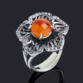 Кольцо сердолик (серебро 925 пр. оксидир.) размер 17,5