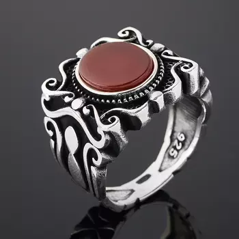 Кольцо сердолик (серебро 925 пр. оксидир.) размер 19,5