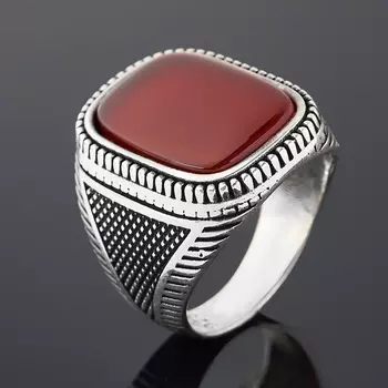 Кольцо сердолик (серебро 925 пр. оксидир.) размер 19,5