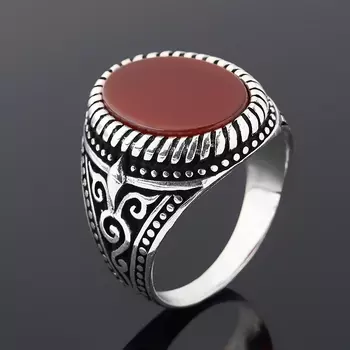 Кольцо сердолик (серебро 925 пр. оксидир.) размер 19,5