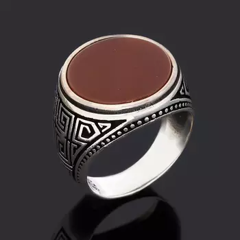 Кольцо сердолик (серебро 925 пр. оксидир.) размер 19