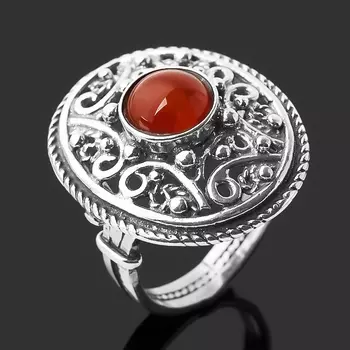 Кольцо сердолик (серебро 925 пр. оксидир.) размер 17,5