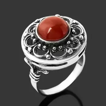 Кольцо сердолик (серебро 925 пр. оксидир.) размер 18,5