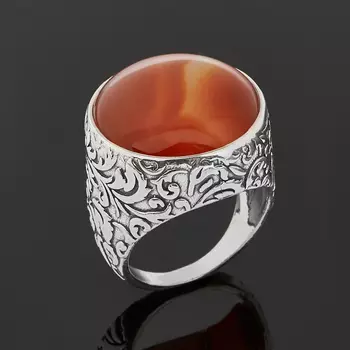 Кольцо сердолик (серебро 925 пр. оксидир.) размер 18