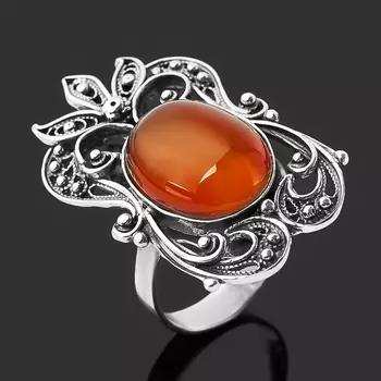 Кольцо сердолик (серебро 925 пр. оксидир.) размер 18