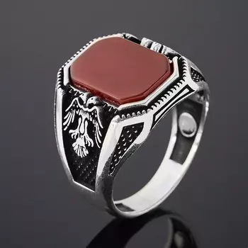 Кольцо сердолик (серебро 925 пр. оксидир.) размер 19,5