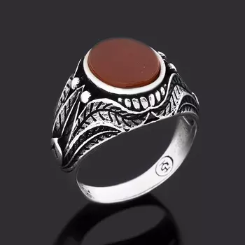 Кольцо сердолик (серебро 925 пр. оксидир.) размер 19,5