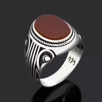 Кольцо сердолик (серебро 925 пр. оксидир.) размер 19,5