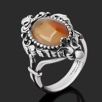 Кольцо сердолик (серебро 925 пр. оксидир.) размер 17,5