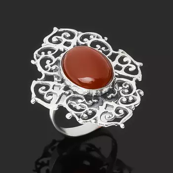 Кольцо сердолик (серебро 925 пр. оксидир.) размер 17,5