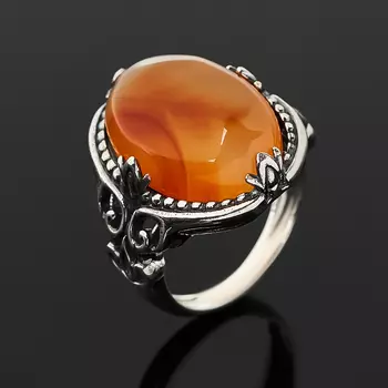Кольцо сердолик (серебро 925 пр. оксидир.) размер 17