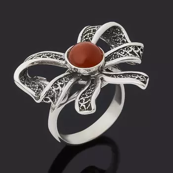 Кольцо сердолик (серебро 925 пр. оксидир.) размер 18