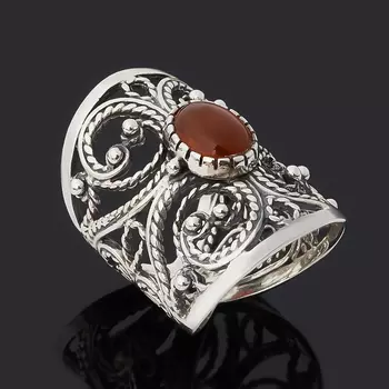 Кольцо сердолик (серебро 925 пр. оксидир.) размер 18,5