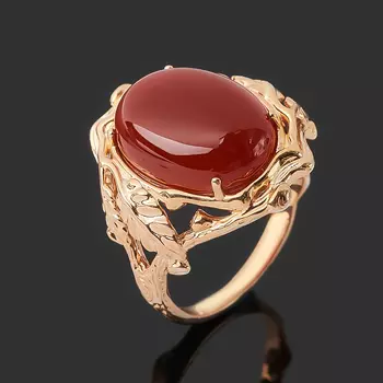 Кольцо сердолик (серебро 925 пр. позолота) размер 17,5