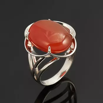 Кольцо сердолик (серебро 925 пр. родир. бел.) размер 18