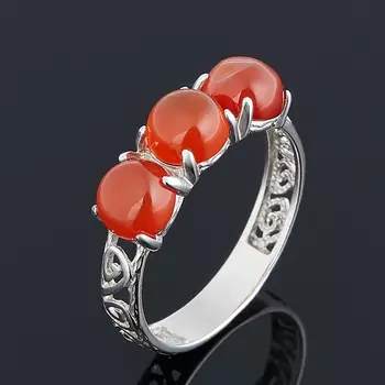 Кольцо сердолик (серебро 925 пр. родир. бел.) размер 18