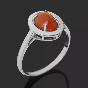 Кольцо сердолик (серебро 925 пр. родир. бел.) размер 17