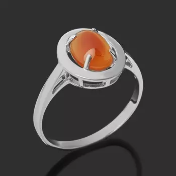 Кольцо сердолик (серебро 925 пр. родир. бел.) размер 17