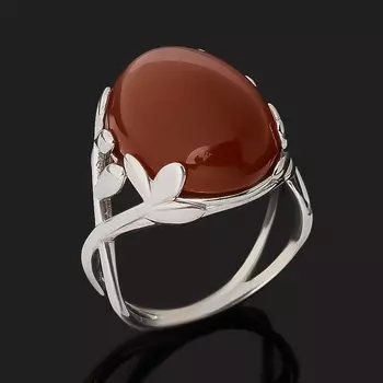 Кольцо сердолик (серебро 925 пр. родир. бел.) размер 17,5
