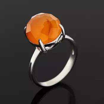 Кольцо сердолик (серебро 925 пр. родир. бел.) огранка размер 18